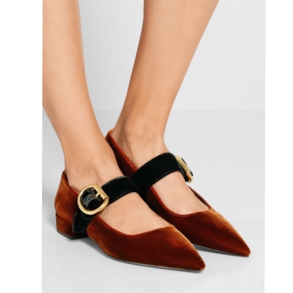 Prada Shoes - Prada Two-Tone Velvet Point-Tie Flats